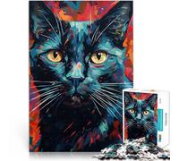 Puzzle 1000 pièces pour Adolescents Chat Noir coloré Séjour Anti-Stress pour Tuer Le Temps Jeu éducatif pour Anniversaire, Noël 26x38cm