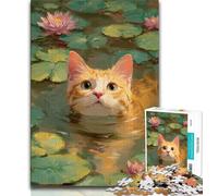 Puzzle 1000 pièces pour Adolescents : Chat Orange dans la rivière, défi d'intelligence cérébrale, Jouets addictifs, Cadeau d'anniversaire, décoration Murale (75x50cm)