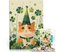 Puzzle 1000 pièces pour Adolescents Chat Orange pour la Saint-Patrick Casse-tête Chaque pièce est Unique - Jeu Familial Stimulant et Amusant 75x50cm