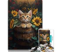 Puzzle 1000 pièces pour Adolescents Chat Parmi Les tournesols 1000 pièces pour Adolescents, est idéal comme Cadeau pour Toute la Famille Convient pour et 14 (Taille 75x50cm)