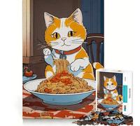 Puzzle 1000 pièces pour Adolescents Chat Ramen Japon Premium Découpe Amusant et Créatif Jeu Facile à Jouer Décoration de Noël (38x52cm)