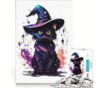 Puzzle 1000 pièces pour Adolescents Chat Sorcière Cosmique, Jeu Impossible, Défi Difficile, Cadeaux pour Amis et Famille 38x26cm