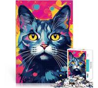 Puzzle 1000 pièces pour Adolescents Chat surréaliste Abstrait Séjour Anti-Stress pour Tuer Le Temps Jeu de défi Unique 38x26cm