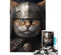 Puzzle 1000 pièces pour Adolescents Chat Viking en Armure Jeu Relaxant et addictif pour développer la Patience Idée Cadeau Apprentissage éducatif (Dimensions 38x52cm)