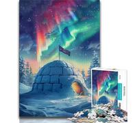 Puzzle 1000 pièces pour Adolescents châteaux de Glace sous Les aurores boréales Cadeau pour Adolescents Jeu éducatif défi pour Femmes et Hommes (50x75cm)