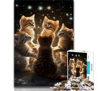 Puzzle 1000 pièces pour Adolescents Chatons Galactiques Brillants 1000 pièces pour Adultes idéal comme Cadeau pour Toute la Famille de 14 à 18 Ans (50x75cm)