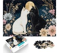 Puzzle 1000 pièces pour Adolescents Chats Amoureux sous la Lune Entraînez Votre Cerveau et Vos Mains Une œuvre d'art 38x26cm