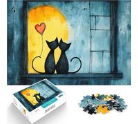 Puzzle 1000 pièces pour Adolescents Chats Amoureux Style Aquarelle Jeu éducatif Familial Car C'est Un pour Toute la Famille 75x50cm