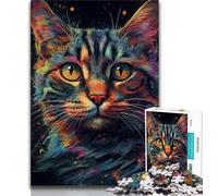 Puzzle 1000 pièces pour Adolescents, Chats colorés de l'espace, Puzzle 1000 pièces, Jouet éducatif intellectuel décompressant, Cadeau d'anniversaire (Taille 38x26cm)