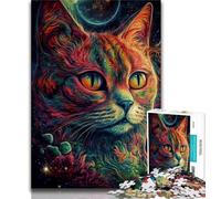 Puzzle 1000 pièces pour Adolescents, Chats colorés de l'espace, Puzzle 1000 pièces, Jouet éducatif intellectuel décompressant, Cadeau d'anniversaire (Taille 38x26cm)