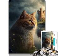 Puzzle 1000 pièces pour Adolescents Chats sur Une planète Extraterrestre Puzzles pour Adolescents avec Affiche Assortie et fiche de Questions pour Les 14 Ans et Plus 38x26cm