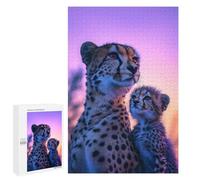 Puzzle 1000 pièces pour adolescents Cheetah Mother and Cub Puzzles pour Adolescents Bricolage Jouet Décoration Murale Favorise L'entraînement du cerveau 1000 pièces