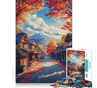 Puzzle 1000 pièces pour Adolescents Chemin d'automne vers Le Fuji Jeu de réflexion Artistique sans Couture,Cadeau pour se détendre,Jouer,Noël et Loisirs créatifs (38x52cm)