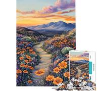 Puzzle 1000 pièces pour Adolescents Chemin de Montagne au Coucher du Soleil Idéal pour Un Anniversaire ou Noël Une œuvre d'art Jeu Familial Convient aux 14 Ans et Plus (50x75cm)