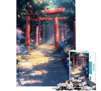Puzzle 1000 pièces pour Adolescents Chemin de Portes Torii dans Une forêt luxuriante Jeu de réflexion pour Adultes Améliore la mémoire Cadeau Unique pour Anniversaire et Noël (Dimensions 38x26cm)