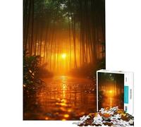 Puzzle 1000 pièces pour Adolescents Chemin forestier illuminé par la lumière dorée Jeu éducatif et Pratique Cadeau d'anniversaire Cadeau de Père Noël Secret (Dimensions 50x75cm)