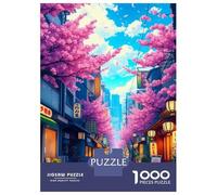 Puzzle 1000 Pièces pour Adolescents Cherry Blossom Street Puzzles pour Adultes, Jeu De Réflexion, Assemblage De Motifs, Cadeaux d'anniversaire Et Cadeaux Uniques 38x26cm/1000pcs