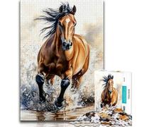 Puzzle 1000 pièces pour Adolescents Cheval Aquarelle, 1000 pièces, Jouets de Divertissement Familial avec Affiche et fiche de Questions-réponses (Taille 75x50cm)