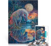 Puzzle 1000 pièces pour Adolescents Cheval aux Yeux Rouges Jeu Familial Anti-Stress Défi Difficile Super Cadeau 75x50cm
