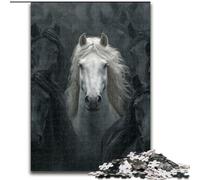 Puzzle 1000 pièces pour Adolescents, Cheval Noir et Blanc, Jouets éducatifs, Jeux Anti-Stress, Superbes Cadeaux et Jouets (Taille 50x75cm)