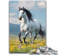 Puzzle 1000 pièces pour Adolescents Cheval Parmi Les Fleurs Difficile à réaliser, mais Amusant et Humoristique Cadeau d'anniversaire, décoration Murale, 38x26cm