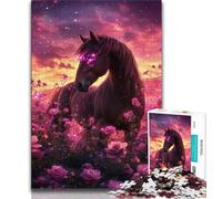 Puzzle 1000 pièces pour Adolescents Cheval Parmi Les Fleurs Puzzles pour Adolescents, Jeu de Quiz idéal comme Cadeau pour Toute la Famille (Taille 75x50cm)