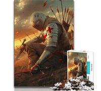 Puzzle 1000 pièces pour Adolescents Chevalier au Coucher du Soleil activité familiale Amusante à la Maison Cadeau d'anniversaire Cadeau de Voyage 26x38cm