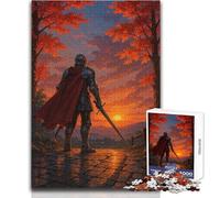 Puzzle 1000 pièces pour Adolescents, Chevalier en Armure au Coucher du Soleil, Jeu éducatif Stimulant, Cadeau pour Femmes et Hommes (Dimensions 38x26cm)