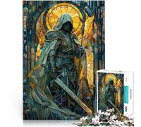 Puzzle 1000 pièces pour Adolescents Chevalier en vitrail Jouets Jeux éducatifs Soulagement du Stress Une œuvre d'art 75x50cm
