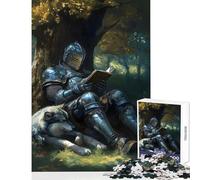 Puzzle 1000 pièces pour Adolescents Chevalier lisant avec Un Loup Jeu de Puzzle 1000 pièces idéal pour se détendre Cadeau ou décoration (38x52cm)