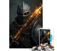 Puzzle 1000 pièces pour Adolescents Chevalier Noir à l'épée flamboyante Idéal pour Un Anniversaire ou Noël Activités familiales Anti-Stress Convient aux 14 Ans et Plus 38x26cm