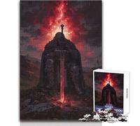 Puzzle 1000 pièces pour Adolescents - Chevalier Noir à l'épée flamboyante - Jeu de défi Unique - Découpe de précision - Jouet éducatif - Dimensions : 38x52cm