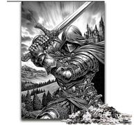 Puzzle 1000 pièces pour Adolescents Chevalier Noir et Blanc, adapté aux Personnes de 14 Ans et Plus, Jeux éducatifs, Cadeaux du Père Noël Secret (Taille 50x75cm)