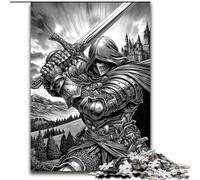 Puzzle 1000 pièces pour Adolescents Chevalier Noir et Blanc, Anti-Stress, défi Difficile, Cadeaux du Père Noël Secret pour Les 14 Ans et Plus (Taille 26x38cm)