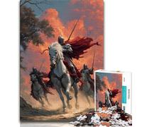 Puzzle 1000 pièces pour Adolescents Chevaliers médiévaux Puzzle Adolescent activité familiale Amusante à la Maison Cadeau d'anniversaire Cadeaux de Voyage 26x38cm