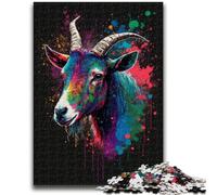 Puzzle 1000 pièces pour Adolescents Chèvres colorées Amusement en Famille Activités Amusantes à la Maison, Cadeau d'anniversaire, Cadeaux de Voyage, pour et 14 Ans 38x26cm