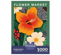 Puzzle 1000 Pièces Pour Adolescents Chicago Flower Market Botanical Art Print Casse-têtes Pour Adolescents Analyse Et Logique Entraînez Votre Cerveau Et Votre Dextérité Jeu De Défi Unique 38x26cm/1000