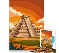 Puzzle 1000 pièces pour Adolescents Chichen Itza Pyramide Jeu d'articulation Fine Amusant et Stimulant Jeu Confortable Cadeau d'anniversaire (38x26cm)