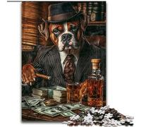 Puzzle 1000 pièces pour Adolescents, Chien Boxer Buvant, intéressant pour la réduction du Stress et l'interaction Parent-Enfant (50x75cm)