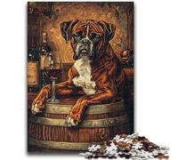Puzzle 1000 pièces pour Adolescents, Chien Boxer Buvant, Jeu de réflexion, décoration Murale, Cadeaux d'anniversaire et de Noël Uniques, 50x75cm