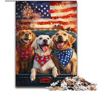 Puzzle 1000 pièces pour Adolescents, Chien Drapeau américain, Jeu Stimulant et Jeu Familial, Une œuvre d'art pour Les 14 Ans (Taille 26x38cm)