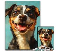 Puzzle 1000 pièces pour Adolescents, Chien Heureux, Puzzle en Carton pour 14 Ans et Plus, Difficile à Terminer mais Amusant et Humoristique, Cadeau d'anniversaire 26x38cm