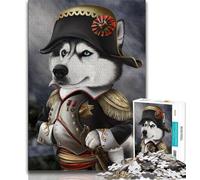 Puzzle 1000 pièces pour Adolescents Chien Husky Empereur Napoléon 1000 pièces pour Adultes Jeu Familial Anti-Stress défi Difficile Superbes Cadeaux et Jouets (50x75cm)