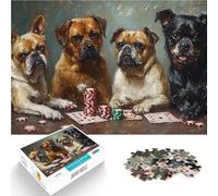 Puzzle 1000 pièces pour Adolescents Chiens Jouant au Poker Jouet éducatif d'apprentissage Cadeaux d'anniversaire 52x38cm