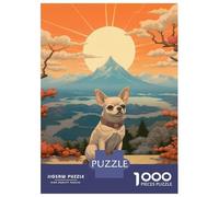 Puzzle 1000 Pièces pour Adolescents Chihuahua Mount Fuji Puzzle Adulte - Jeu De Construction - Difficile - Cadeau Unique pour Anniversaire Et Noël 52x38cm/1000pcs
