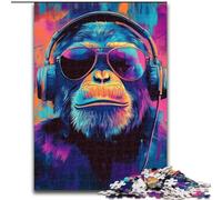 Puzzle 1000 pièces pour Adolescents, chimpanzé avec Casque, Jeux éducatifs et Anti-Stress, avec Père Noël (50x75cm)