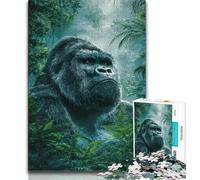 Puzzle 1000 pièces pour Adolescents, chimpanzé de la Jungle, 1000 pièces pour Adolescents, séjour de Vacances, tuez Le Temps avec Affiche et fiche de Questions-réponses Assorties (Taille 75x50cm)