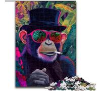 Puzzle 1000 pièces pour Adolescents Chimpanzé Fumeur, Anti-Stress avec pièces de Formes aléatoires entièrement emboîtables, pour Les Enfants de 14 Ans et Plus (Taille 26x38cm)