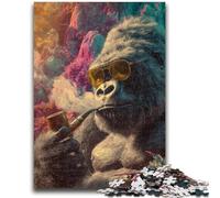 Puzzle 1000 pièces pour Adolescents Chimpanzé Fumeur Jeu Stimulant Jouets Idéal comme Cadeau pour Toute la Famille 26x38cm