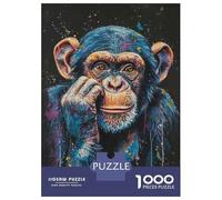 Puzzle 1000 Pièces pour Adolescents Chimpanzee Wall Art Print Casse-têtes pour Adolescents Analyse Et Logique Interaction Parent-Enfant Jeu Stimulant Jouets 38x26cm/1000pcs